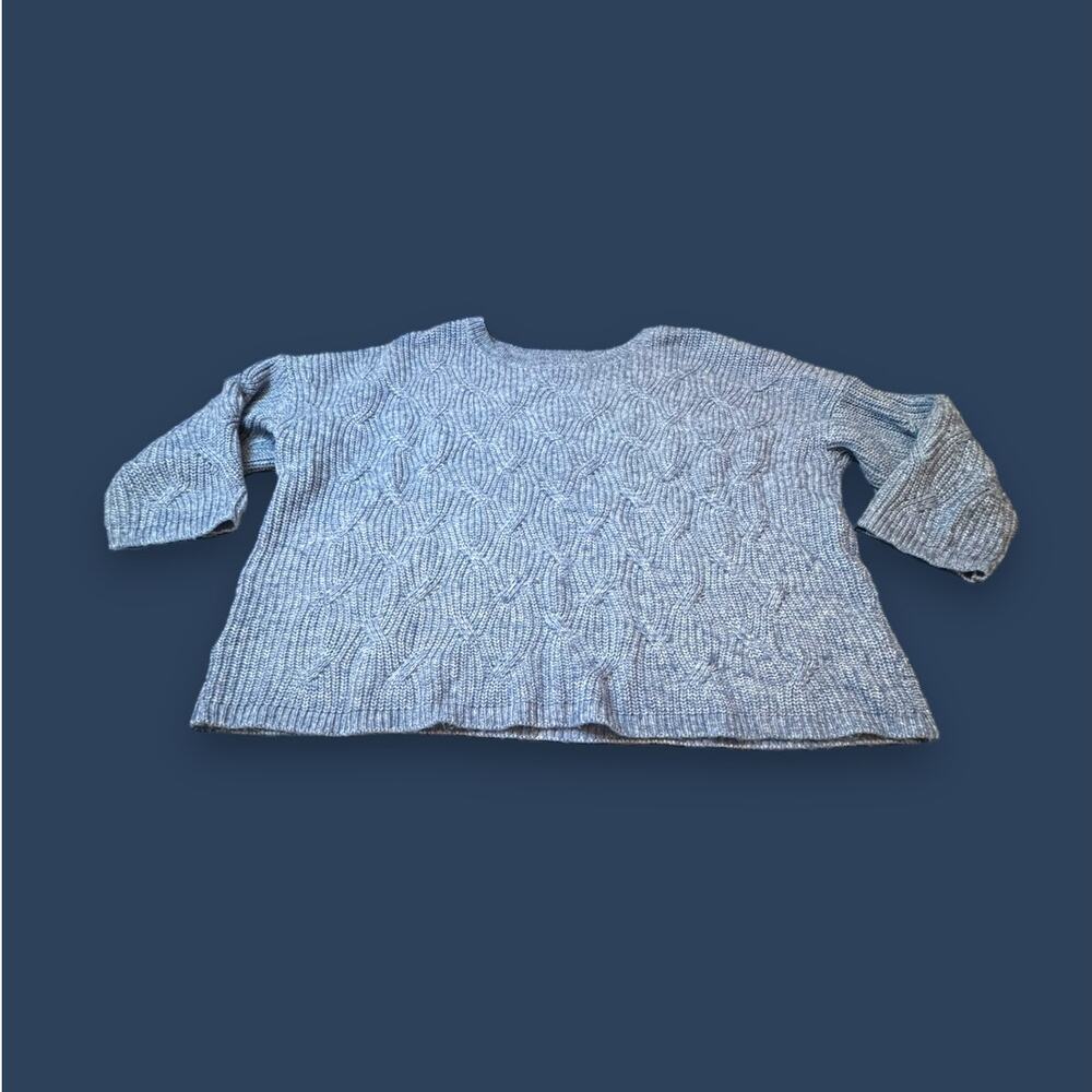 J. Jill Periwinkle Light BLue 3/4 Sleeve Knit Sweater Cotton Blend Size M